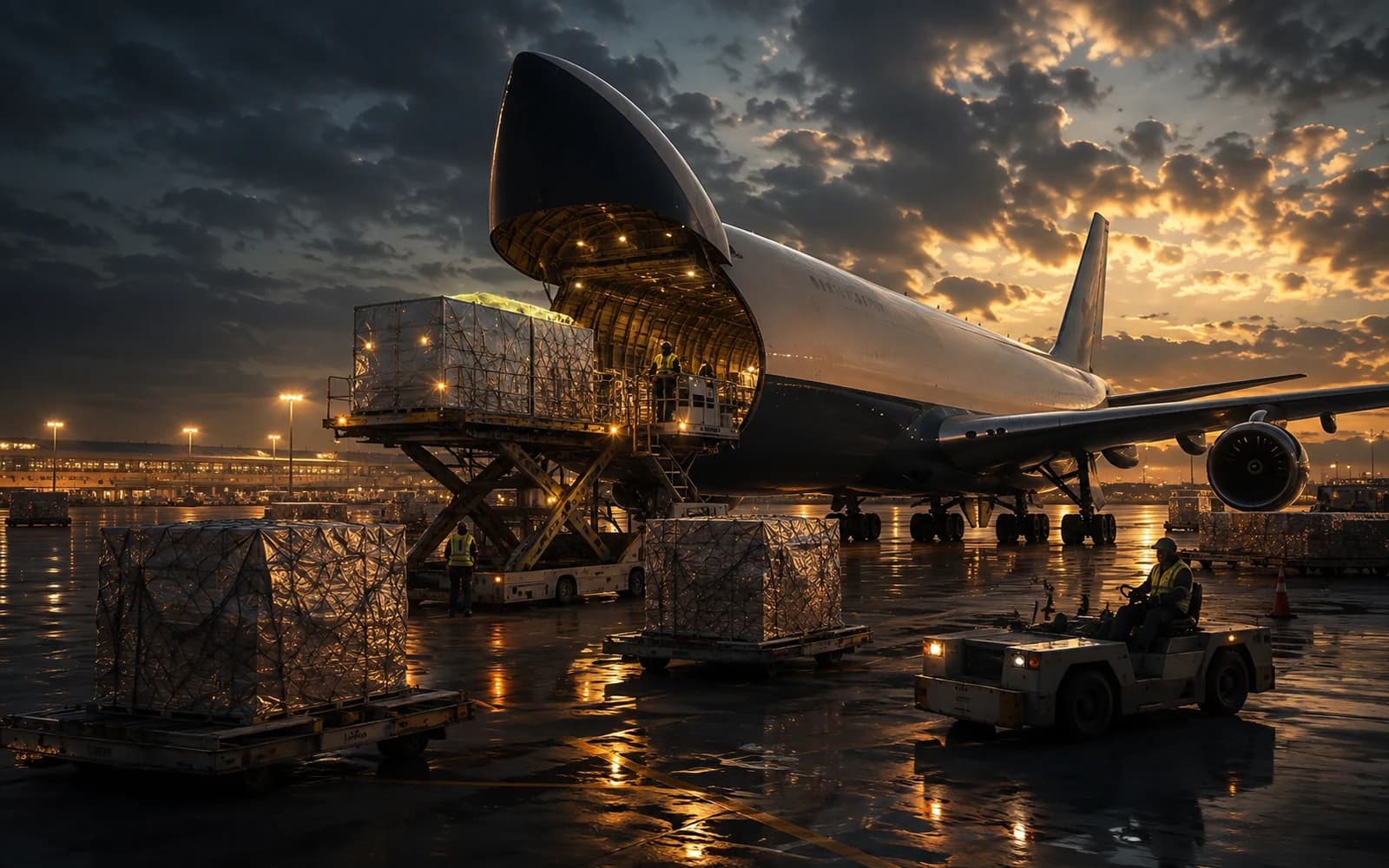 Air cargo handling environment illustrating time-sensitive freight movement.